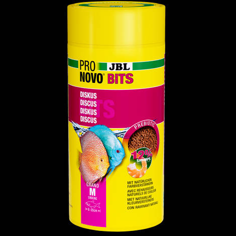 JBL Pronovo Bits Grano M - Akváriumi alaptáp granulátum korongos és egyéb igényes Dél-Amerikai sügér számára 8-20 cm-ig (1000ml/480g)