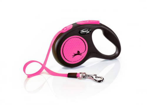 Flexi New Neon "S" pink - szalagos automata póráz (5m)