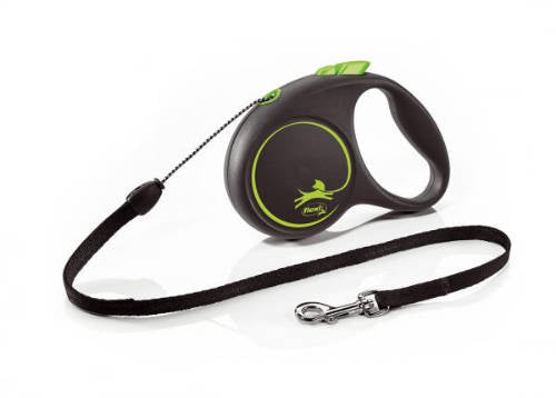 Flexi Black Design "S" (zöld) - zsinóros automata póráz (5m)