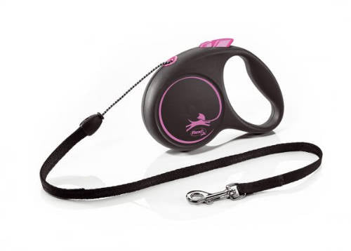Flexi Black Design "S" (pink) - zsinóros automata póráz (5m)