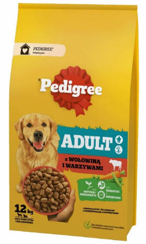 Pedigree Adult Beef - Szárazeledel (Marhahússal és zöldséggel) felnőtt kutyák részére (12kg)