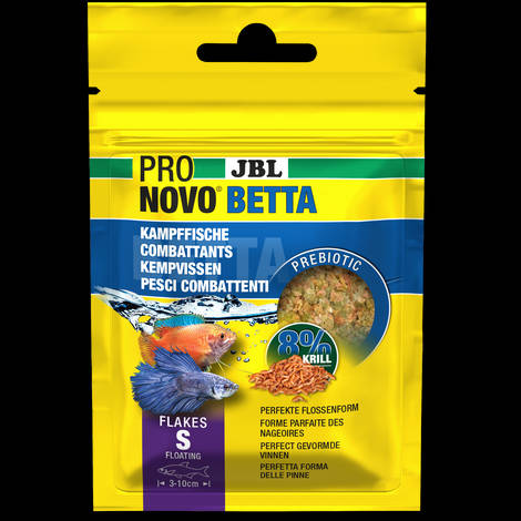 JBL Pronovo Betta Flakes "S" - Akváriumi alapélelmiszer-pelyhek S méretben 3-10 cm-es bettákhoz (20ml/6g)